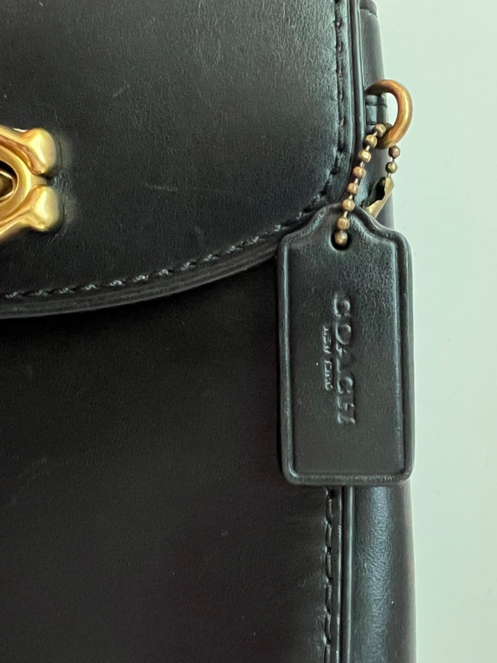 Coach Black Parker Leather Backpack Crossbody Bag Gold Chain Strap - Picture 11 of 12